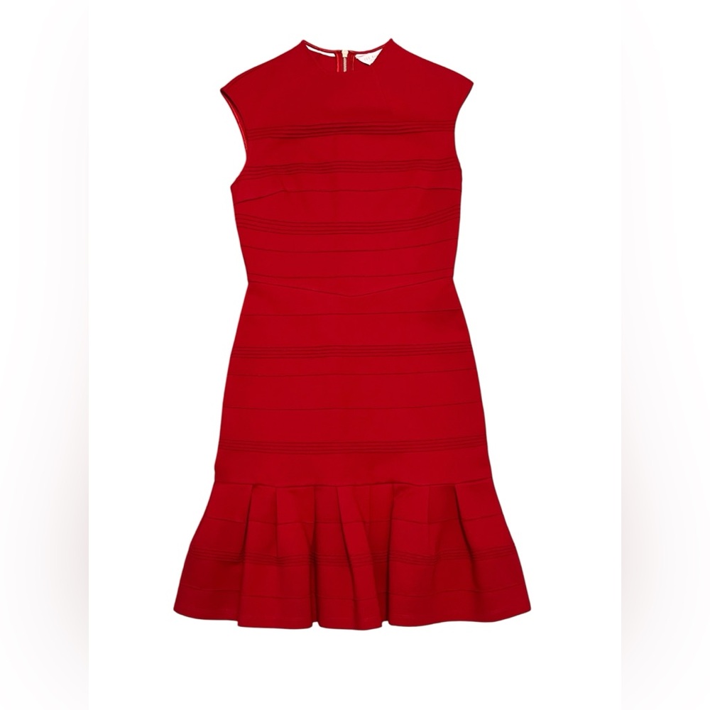 NWT TED BAKER LONDON flared skirt detail dress in bright red size 2 (USA size 6) - Picture 2 of 12